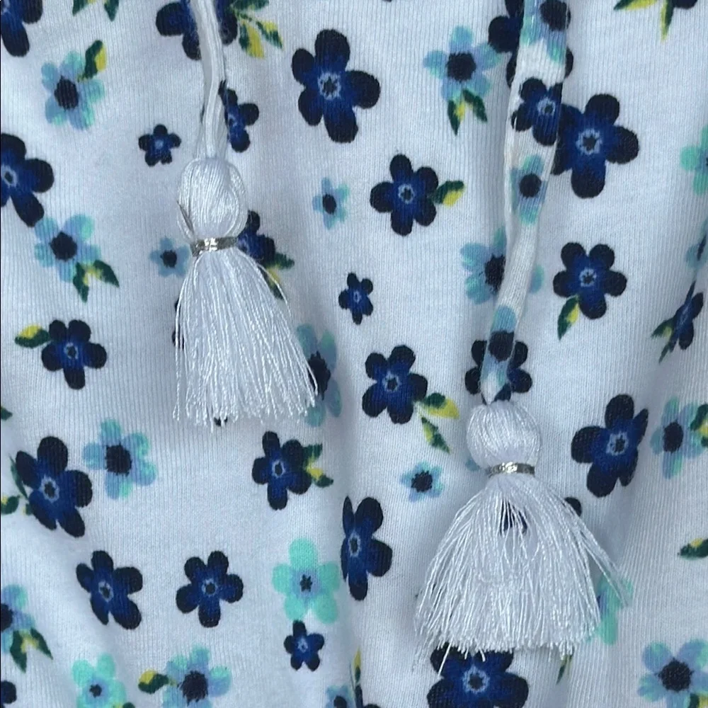NWT kids Justice Blue and White Puff Sleeve Blouse